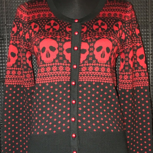 Hell Bunny Skull Button Down Cardigan - Picture 2 of 13